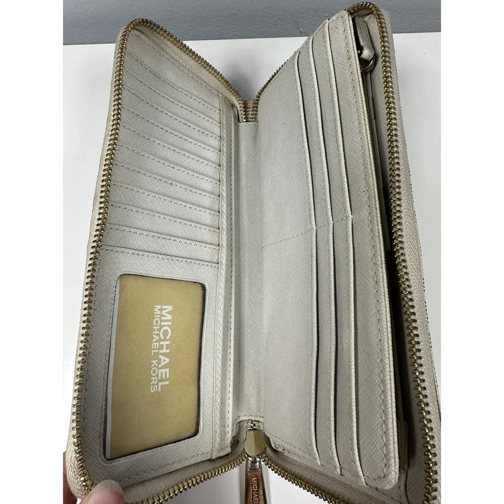 Auth MICHAEL KORS Wallet MK‎ Signature Vanilla Logo Plate